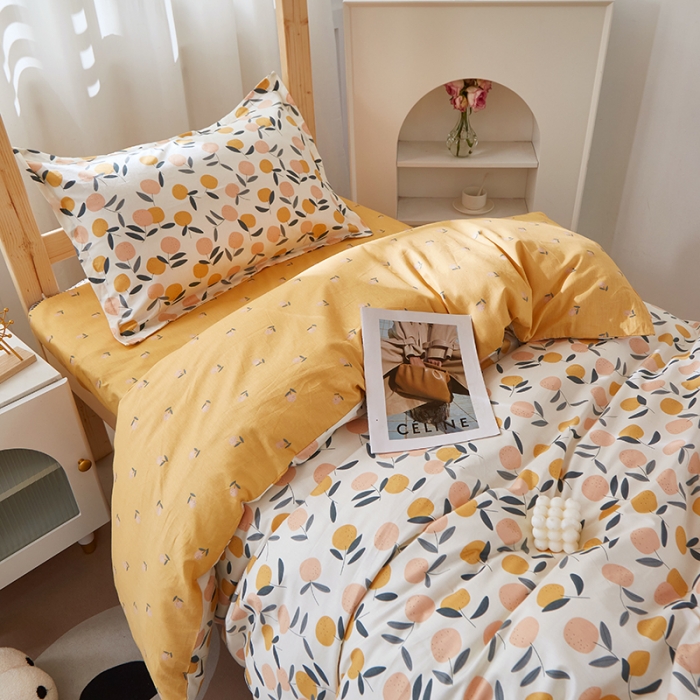 91家纺网 家纺一手货源 找家纺 晶缦家纺 2023新款全棉13372印花三件套 橙意浓浓