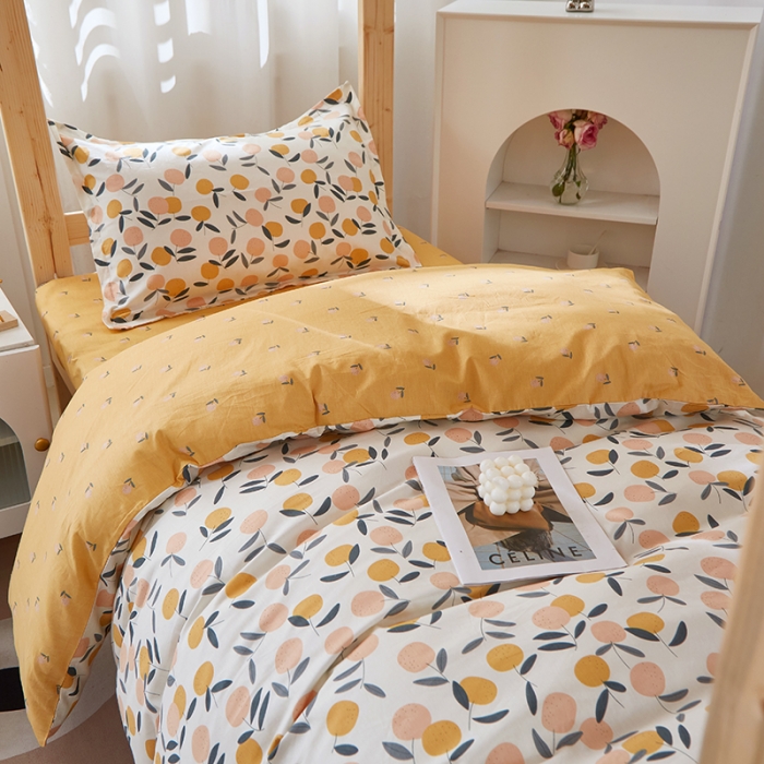 91家纺网 家纺一手货源 找家纺 晶缦家纺 2023新款全棉13372印花三件套 橙意浓浓