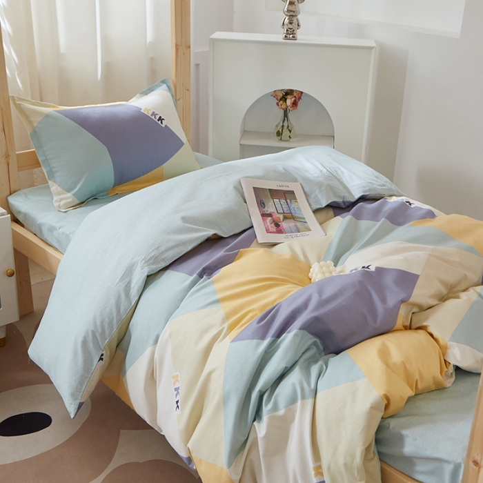 91家纺网 家纺一手货源 找家纺 晶缦家纺 2023新款全棉13372印花三件套 格致绿