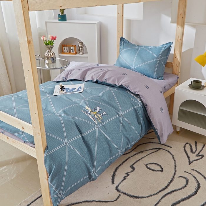 91家纺网 家纺一手货源 找家纺 晶缦家纺 2023新款全棉13372印花三件套 卡菲洛蓝