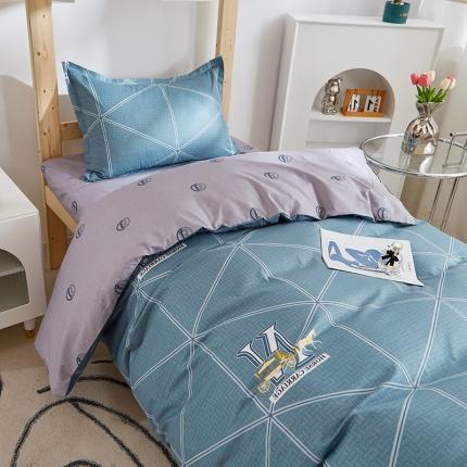 晶缦家纺 2023新款全棉13372印花三件套 卡菲洛蓝