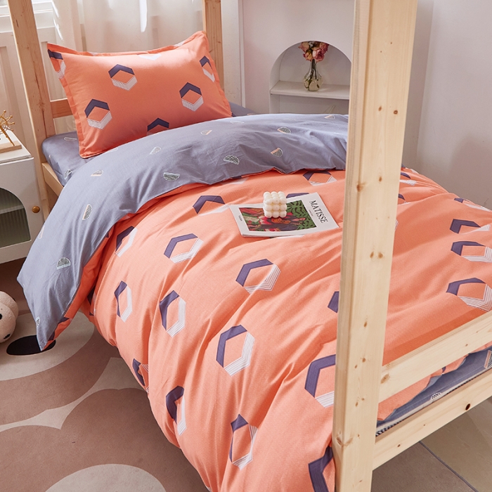 91家纺网 家纺一手货源 找家纺 晶缦家纺 2023新款全棉13372印花三件套 平行空间桔