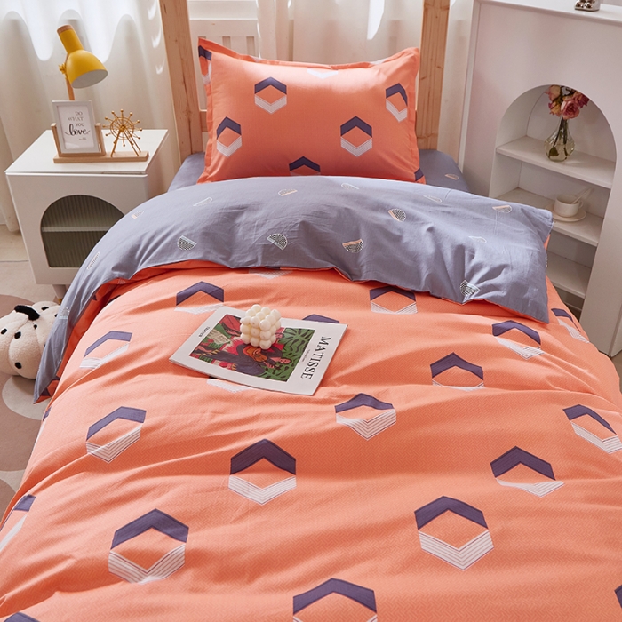 91家纺网 家纺一手货源 找家纺 晶缦家纺 2023新款全棉13372印花三件套 平行空间桔