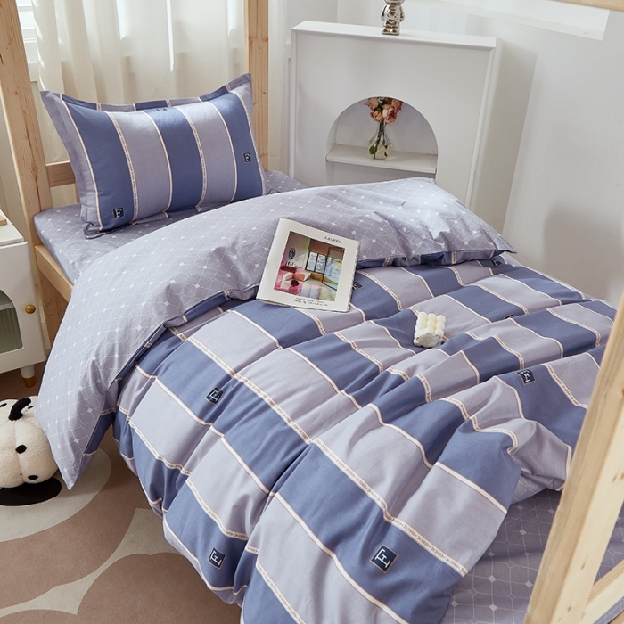 91家纺网 家纺一手货源 找家纺 晶缦家纺 2023新款全棉13372印花三件套 青春恋曲灰