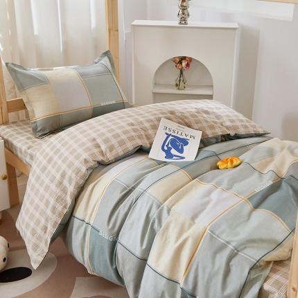 晶缦家纺 2023新款全棉13372印花三件套 维拉绿