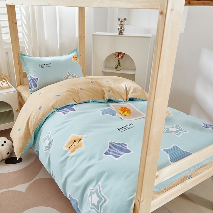 91家纺网 家纺一手货源 找家纺 晶缦家纺 2023新款全棉13372印花三件套 小星星兰