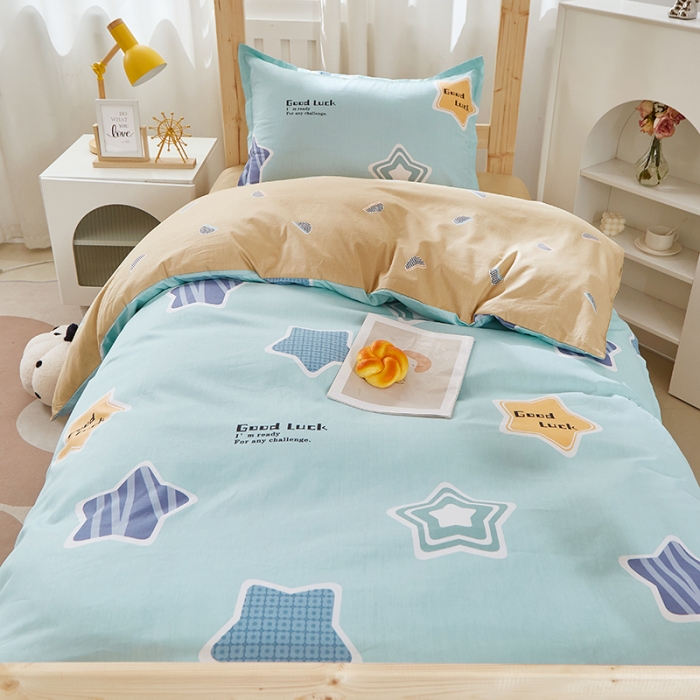 91家纺网 家纺一手货源 找家纺 晶缦家纺 2023新款全棉13372印花三件套 小星星兰