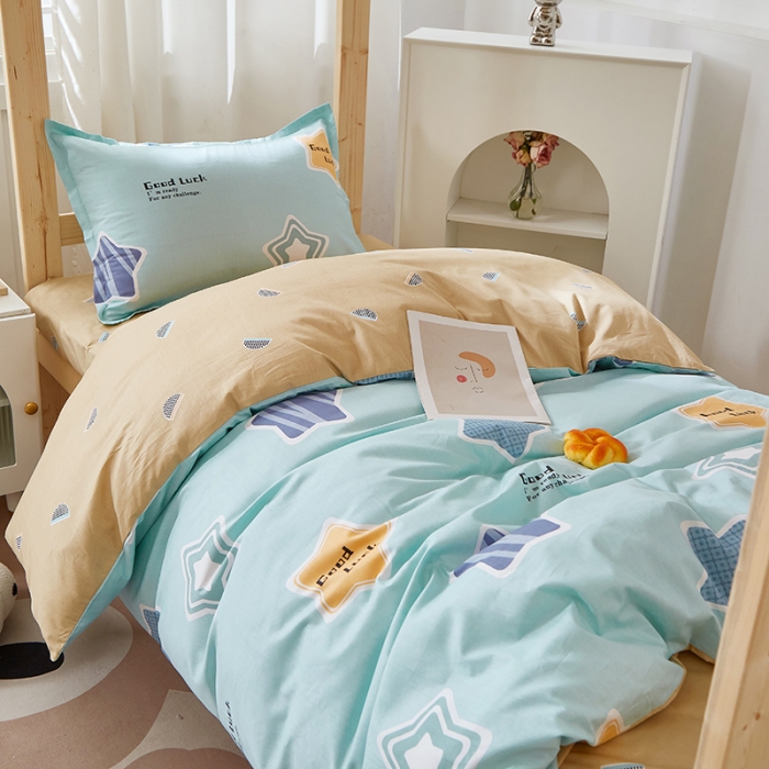 91家纺网 家纺一手货源 找家纺 晶缦家纺 2023新款全棉13372印花三件套 小星星兰