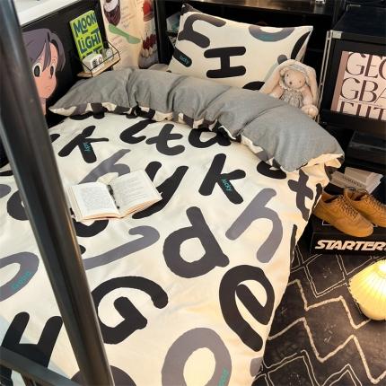 91家纺网 家纺一手货源 找家纺 HL原创 2023新款学生季宿舍套件三件套 趣味字母