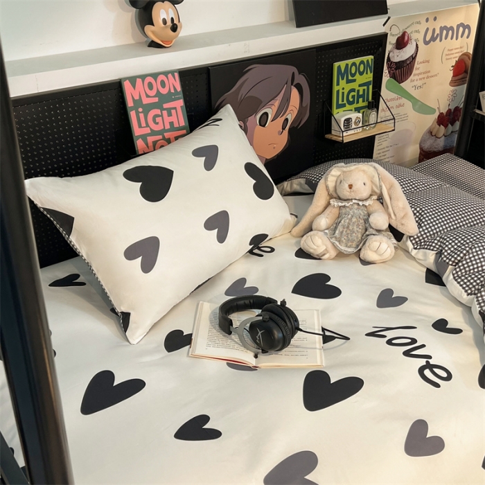 91家纺网 家纺一手货源 找家纺 HL原创 2023新款学生季宿舍套件三件套 爱心LOVE