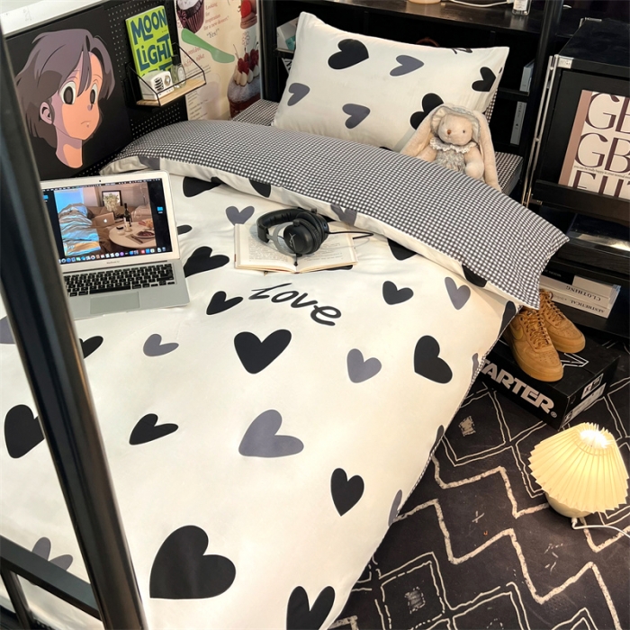 91家纺网 家纺一手货源 找家纺 HL原创 2023新款学生季宿舍套件三件套 爱心LOVE