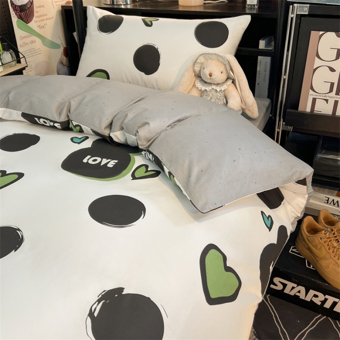 91家纺网 家纺一手货源 找家纺 HL原创 2023新款学生季宿舍套件三件套 波点兔兔