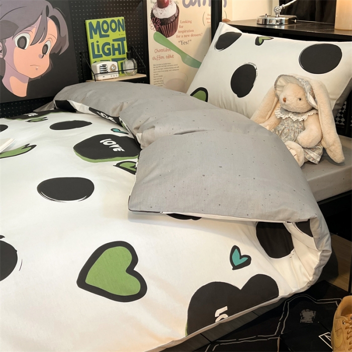 91家纺网 家纺一手货源 找家纺 HL原创 2023新款学生季宿舍套件三件套 波点兔兔