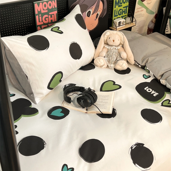 91家纺网 家纺一手货源 找家纺 HL原创 2023新款学生季宿舍套件三件套 波点兔兔