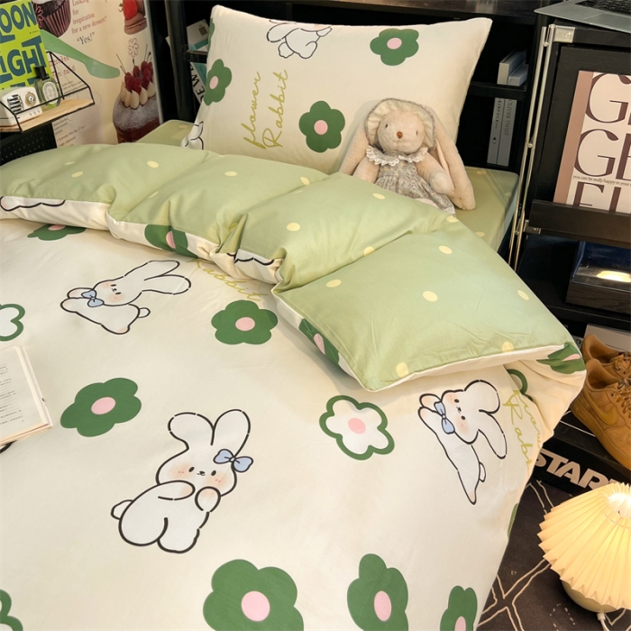 91家纺网 家纺一手货源 找家纺 HL原创 2023新款学生季宿舍套件三件套 欢乐兔