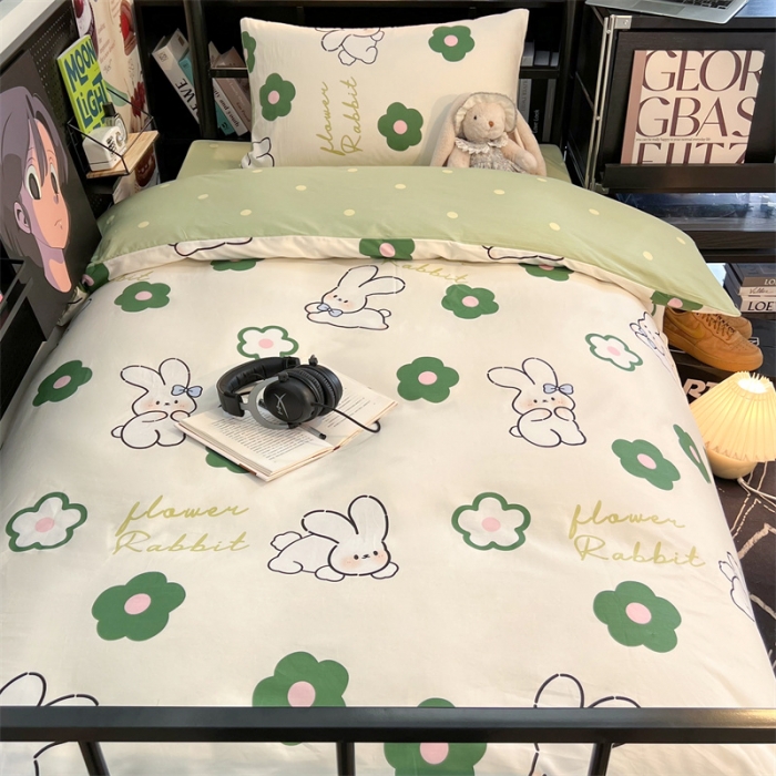 91家纺网 家纺一手货源 找家纺 HL原创 2023新款学生季宿舍套件三件套 欢乐兔