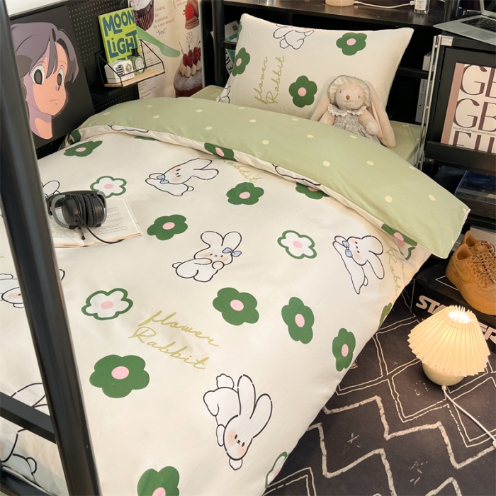 91家纺网 家纺一手货源 找家纺 HL原创 2023新款学生季宿舍套件三件套 欢乐兔