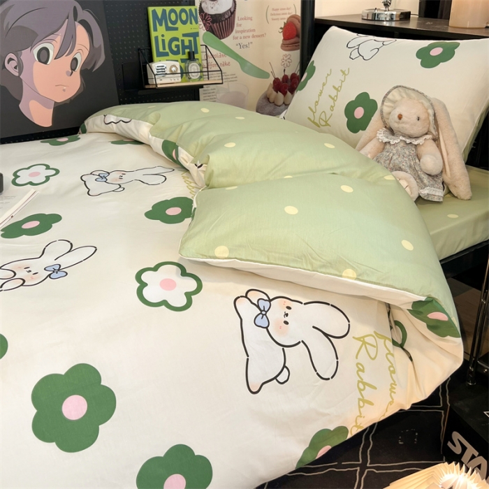 91家纺网 家纺一手货源 找家纺 HL原创 2023新款学生季宿舍套件三件套 欢乐兔