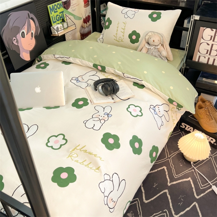 91家纺网 家纺一手货源 找家纺 HL原创 2023新款学生季宿舍套件三件套 欢乐兔