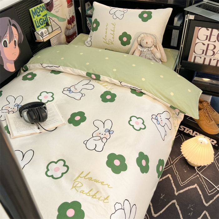 91家纺网 家纺一手货源 找家纺 HL原创 2023新款学生季宿舍套件三件套 欢乐兔