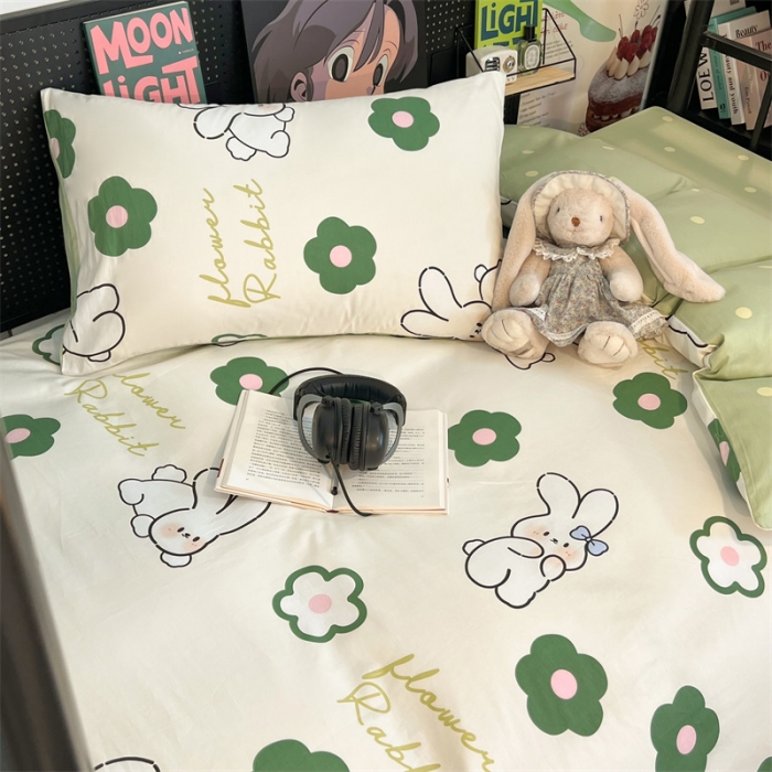 91家纺网 家纺一手货源 找家纺 HL原创 2023新款学生季宿舍套件三件套 欢乐兔