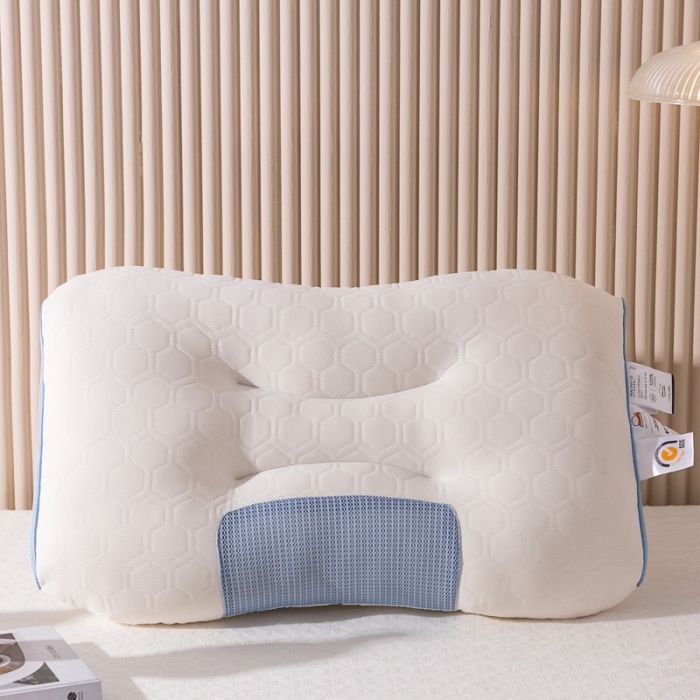 91家纺网 家纺一手货源 找家纺 拾光 2023新款全棉透气柔软乳胶枕 柔软乳胶枕 蓝