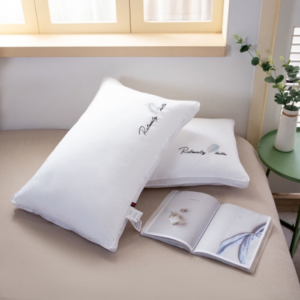 91家纺网 家纺一手货源 找家纺 （总）拾光枕芯  2023新款全棉羽毛刺绣高档酒店枕芯