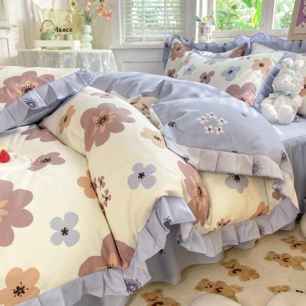 91家纺网 家纺一手货源 找家纺 （总）秋艳2023新款直播电商爆款韩版公主风加厚磨毛植物羊绒床裙四件套