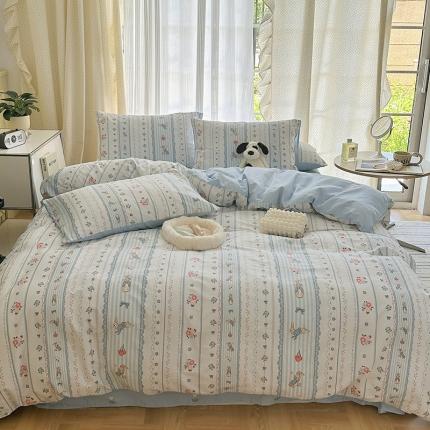 91家纺网 家纺一手货源 找家纺 （总）三朵 2023新款全棉印花小清新系列四件套