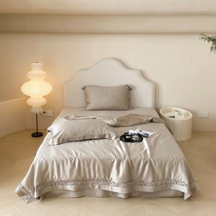 91家纺网 家纺一手货源 找家纺 总 若未 50S进口奥地利兰精天丝复古清新美式轻法镂空夏被四件套-奥丽