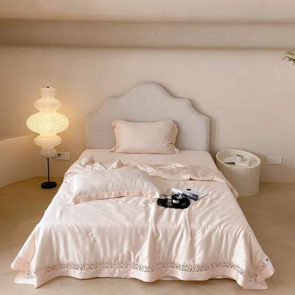 91家纺网 家纺一手货源 找家纺 总 若未 50S进口奥地利兰精天丝复古清新美式轻法镂空夏被四件套-奥丽