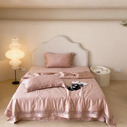 91家纺网 家纺一手货源 找家纺 总 若未 50S进口奥地利兰精天丝复古清新美式轻法镂空夏被四件套-奥丽