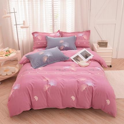 91家纺网 家纺一手货源 找家纺 喜四方 2024新款全棉磨毛全棉印花四件套 风中倩影-豆沙