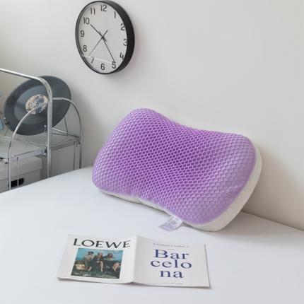 91家纺网 家纺一手货源 找家纺 露函 2023新款TPE果胶猫2肚凉感舒压羽丝绒枕 紫色