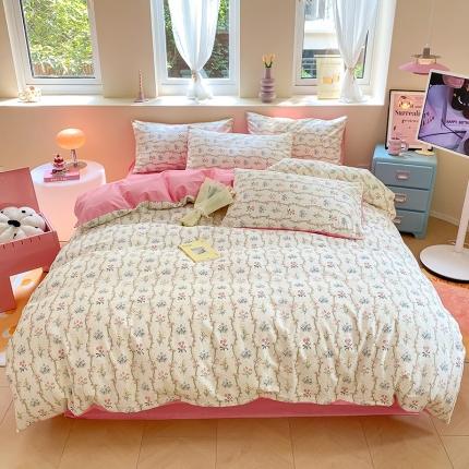 91家纺网 家纺一手货源 找家纺 (总) 桃子 2023新款ins小清新碎花卡通纯棉系列四件套