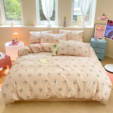 91家纺网 家纺一手货源 找家纺 (总) 桃子 2023新款ins小清新碎花卡通纯棉系列四件套