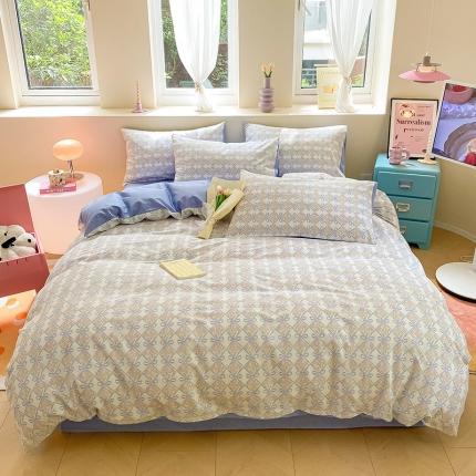 91家纺网 家纺一手货源 找家纺 (总) 桃子 2023新款ins小清新碎花卡通纯棉系列四件套