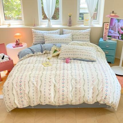 91家纺网 家纺一手货源 找家纺 (总) 桃子 2023新款ins小清新碎花卡通纯棉系列四件套