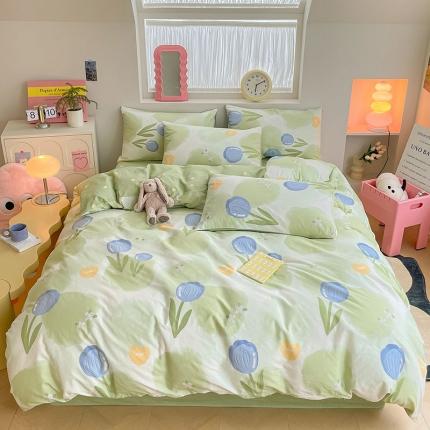 91家纺网 家纺一手货源 找家纺 (总) 桃子 2023新款ins小清新碎花卡通纯棉系列四件套