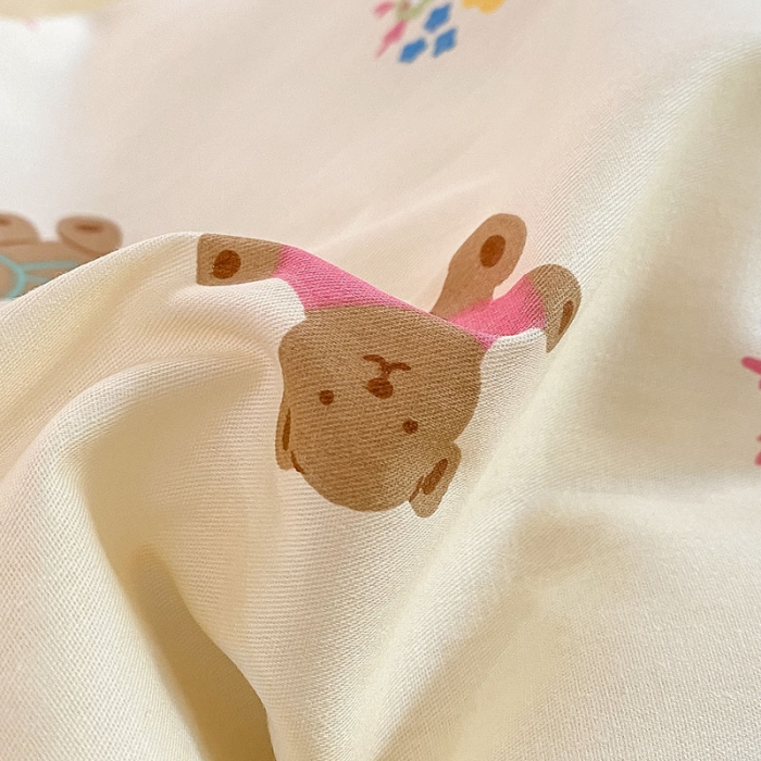 91家纺网 家纺一手货源 找家纺 桃子 2023新款ins小清新碎花卡通纯棉系列四件套 棉-饼干熊