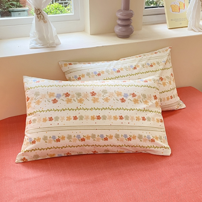 91家纺网 家纺一手货源 找家纺 桃子 2023新款ins小清新碎花卡通纯棉系列四件套 棉-初夏