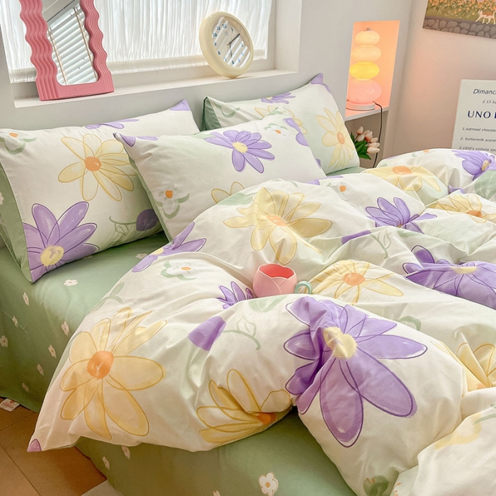 91家纺网 家纺一手货源 找家纺 桃子 2023新款ins小清新碎花卡通纯棉系列四件套 棉-春日梦境