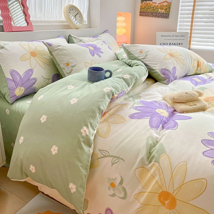 91家纺网 家纺一手货源 找家纺 桃子 2023新款ins小清新碎花卡通纯棉系列四件套 棉-春日梦境