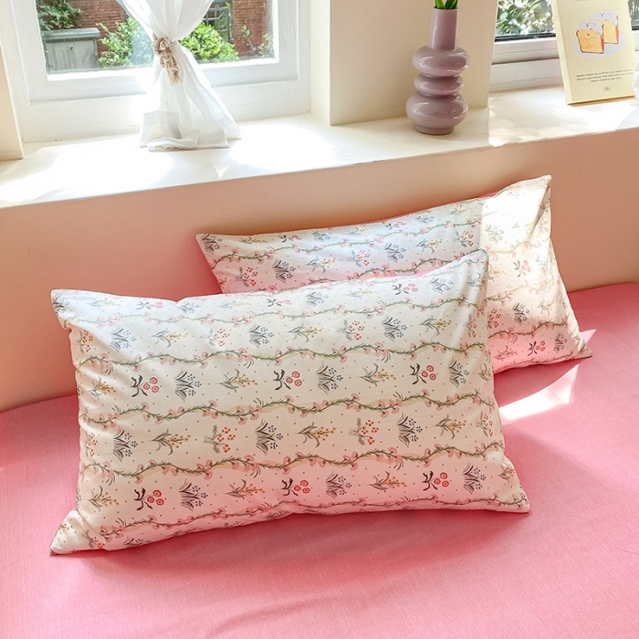 91家纺网 家纺一手货源 找家纺 桃子 2023新款ins小清新碎花卡通纯棉系列四件套 棉-春意