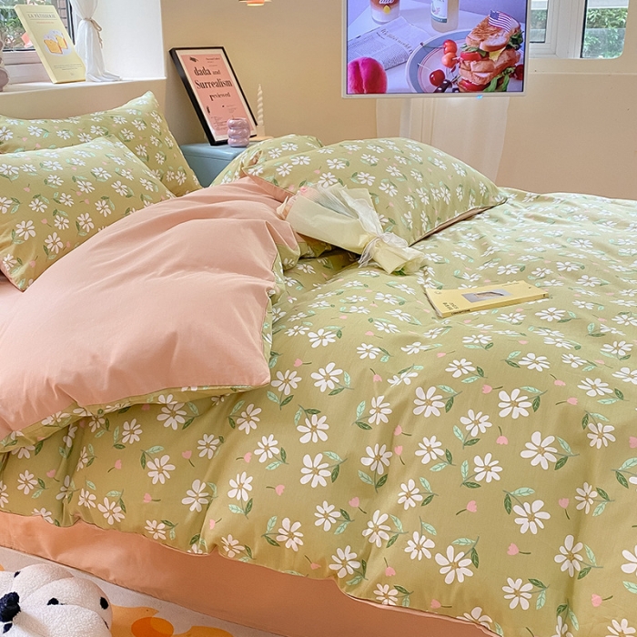 91家纺网 家纺一手货源 找家纺 桃子 2023新款ins小清新碎花卡通纯棉系列四件套 棉-椿野