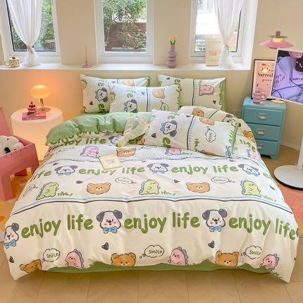 桃子 2023新款ins小清新碎花卡通纯棉系列四件套 棉-哈哈乐园