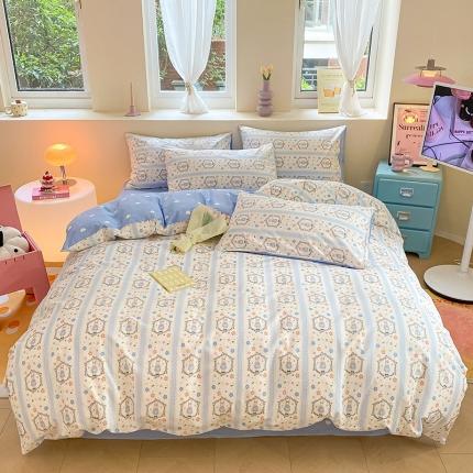 桃子 2023新款ins小清新碎花卡通纯棉系列四件套 棉-萝莉兔