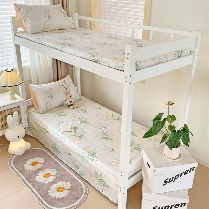 91家纺网 家纺一手货源 找家纺 名兮 2023新款全棉学生上下铺床单 爱莲娜