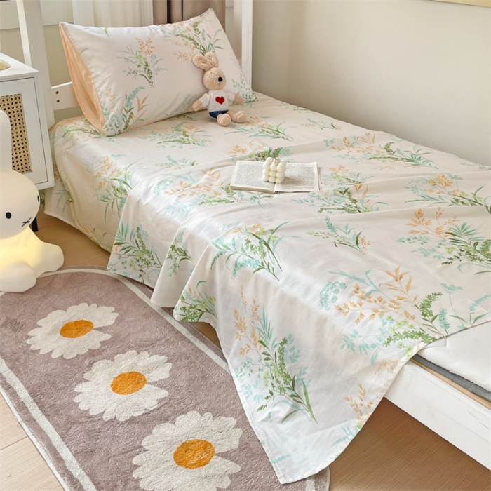 91家纺网 家纺一手货源 找家纺 名兮 2023新款全棉学生上下铺床单 爱莲娜