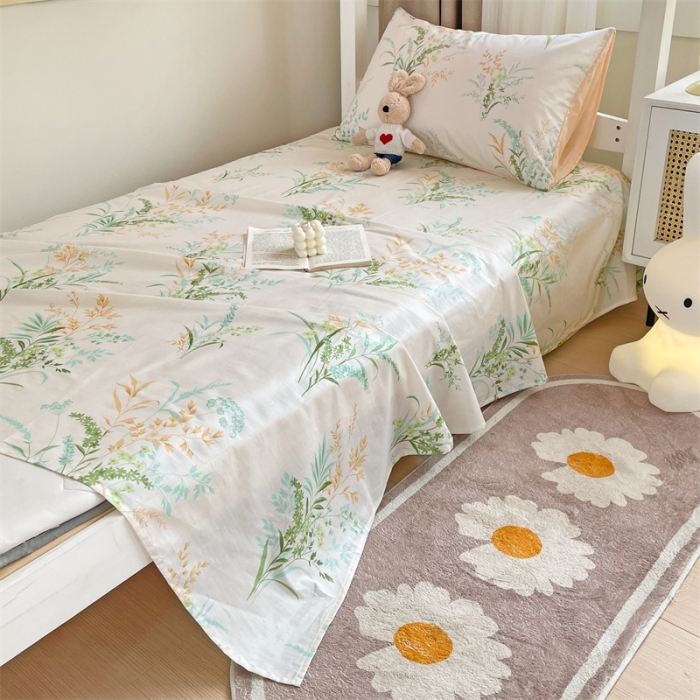 91家纺网 家纺一手货源 找家纺 名兮 2023新款全棉学生上下铺床单 爱莲娜